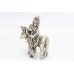 Handmade Indian God Krishna Playing Flute With Cow Figurine 70% Silver Statue S4